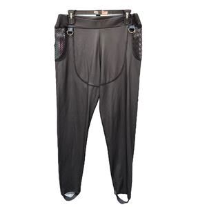 Disturbia Scandal Chaps PU Stirrup Leggings Women's Size 10 Black Faux Leather